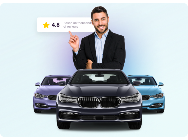 Фотография человека, указывающего на рейтинг Movcar 4,8 из 5, основанный на тысячах отзывов. Фотография человека, указывающего на рейтинг Movcar 4,8 из 5, основанный на тысячах отзывов.
